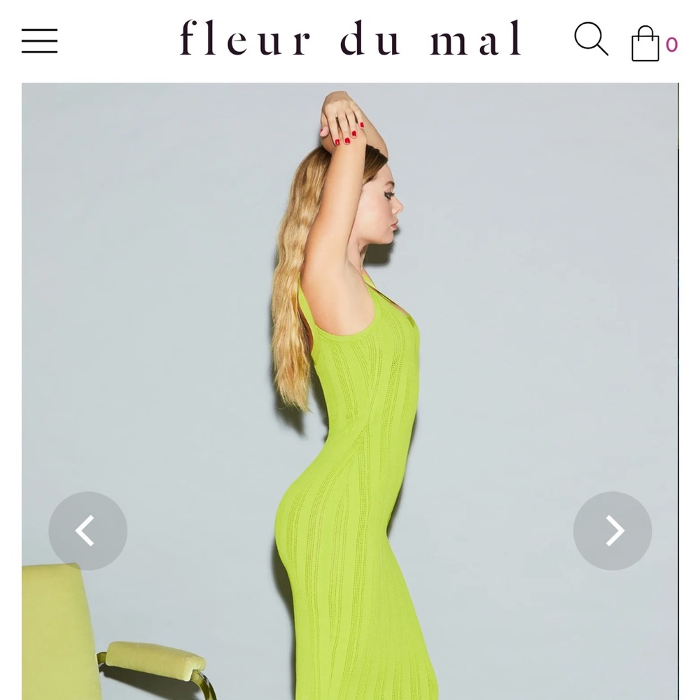 Fleur du mal Size M pointelle knit dress lime punch